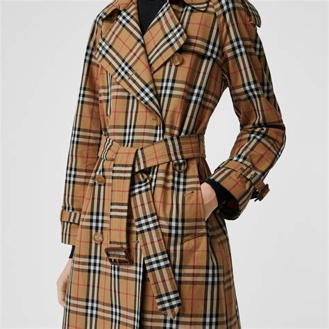 burberry vintage check cotton trench coat|burberry trench coat measurement chart.